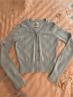 UNIF Baby Blue Ribbed V-Neck Cardigan